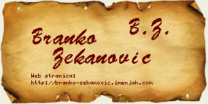 Branko Zekanović vizit kartica